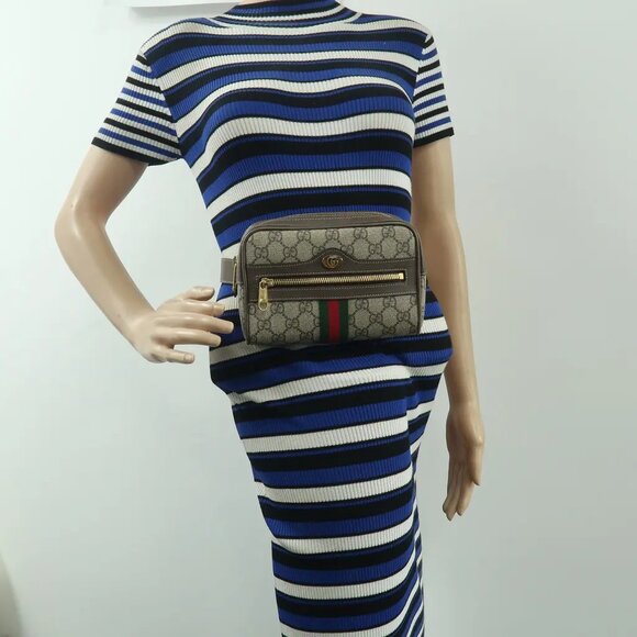 GUCCI Ophidia Brown Canvas Belt Bag 818-041725 - Picture 12 of 12